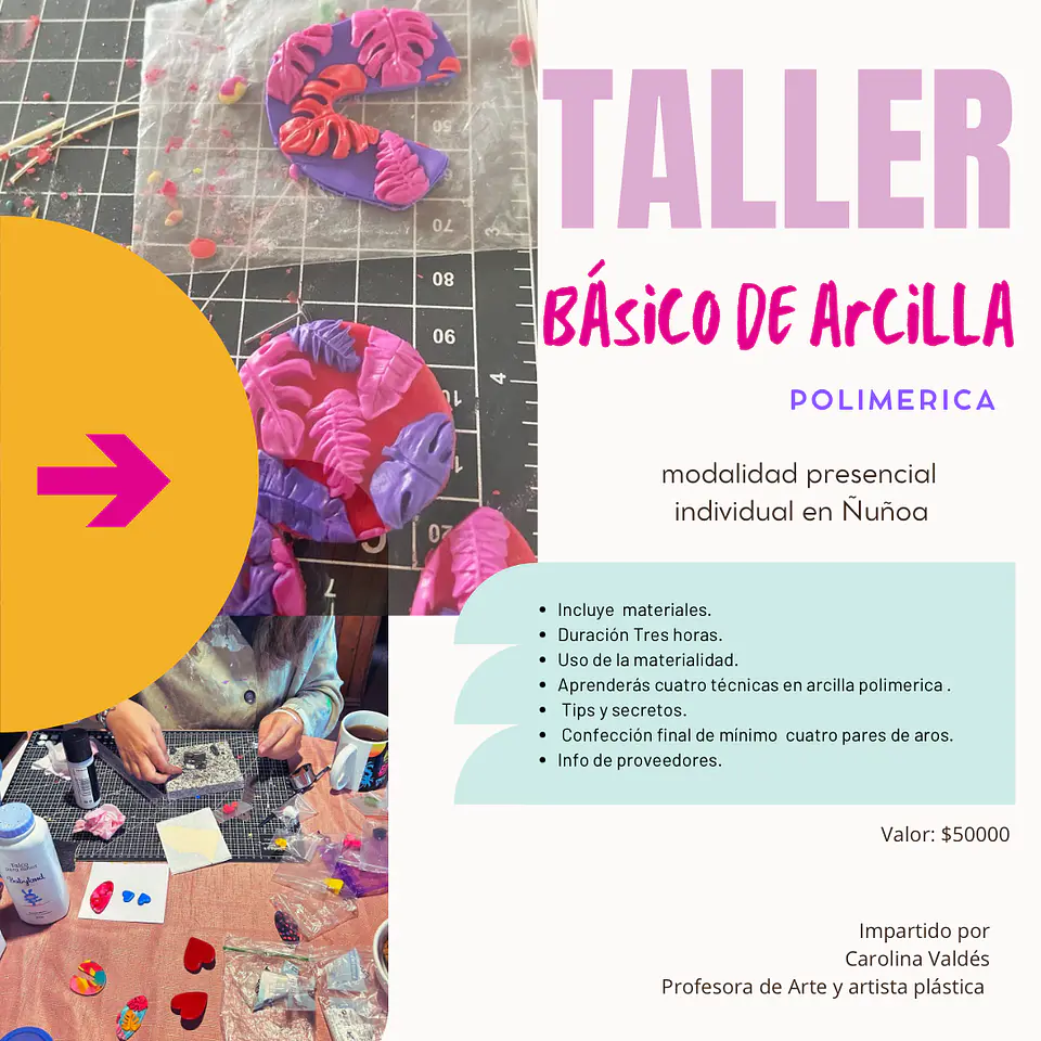Taller de arcilla polimerica Presencial individual  o 2x en Ñuñoa  1
