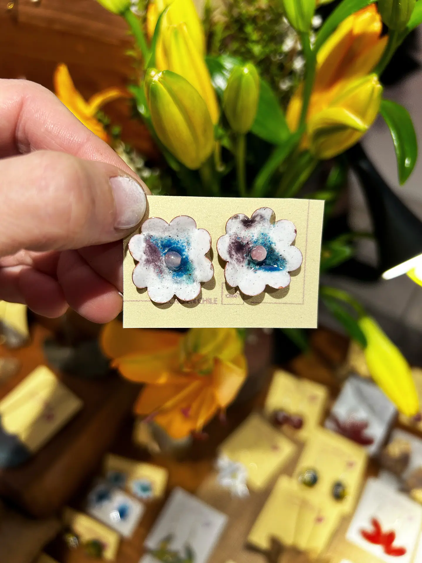  Aros mini flor “flor pegaditos