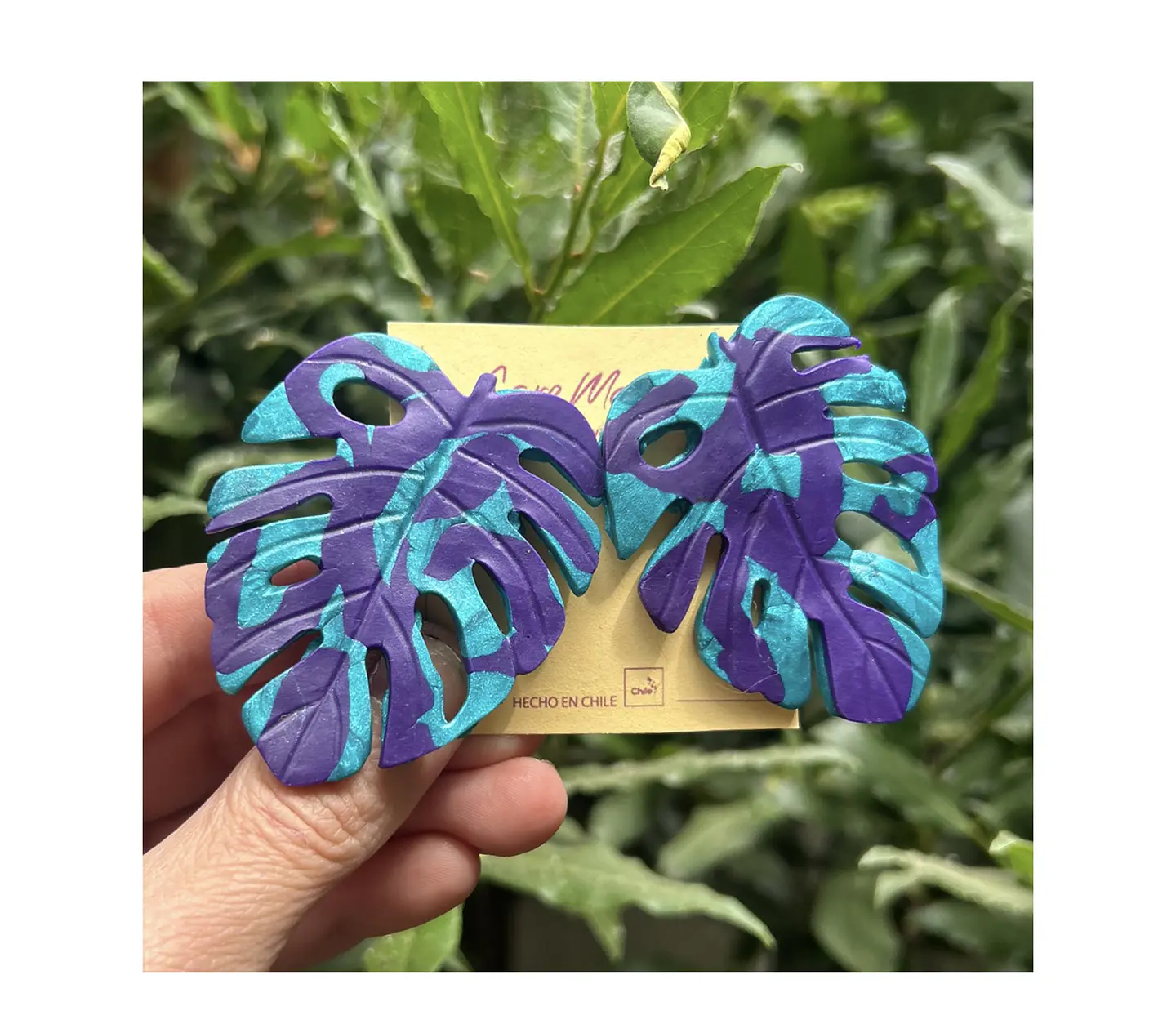 Aros o Pendientes de Monsteras clay  3