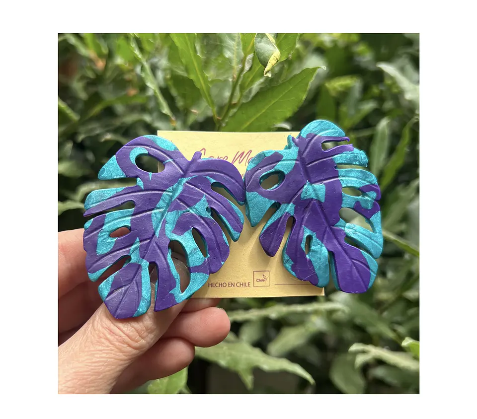 Aros o Pendientes de Monsteras clay  3