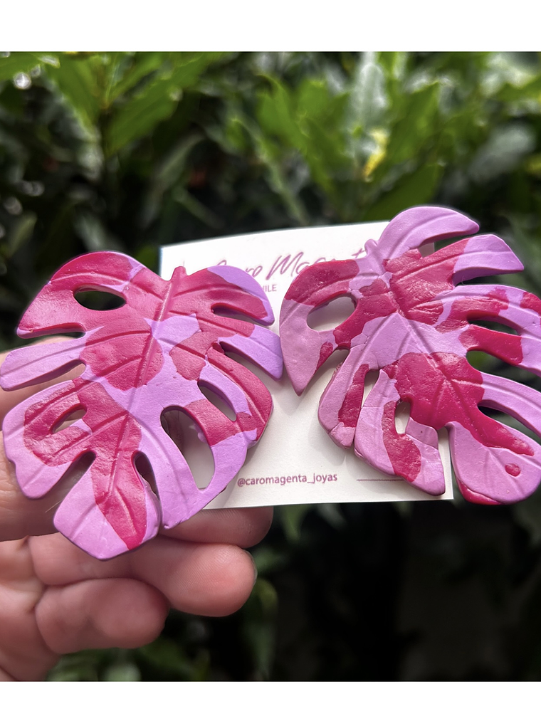 Aros o Pendientes de Monsteras clay  5