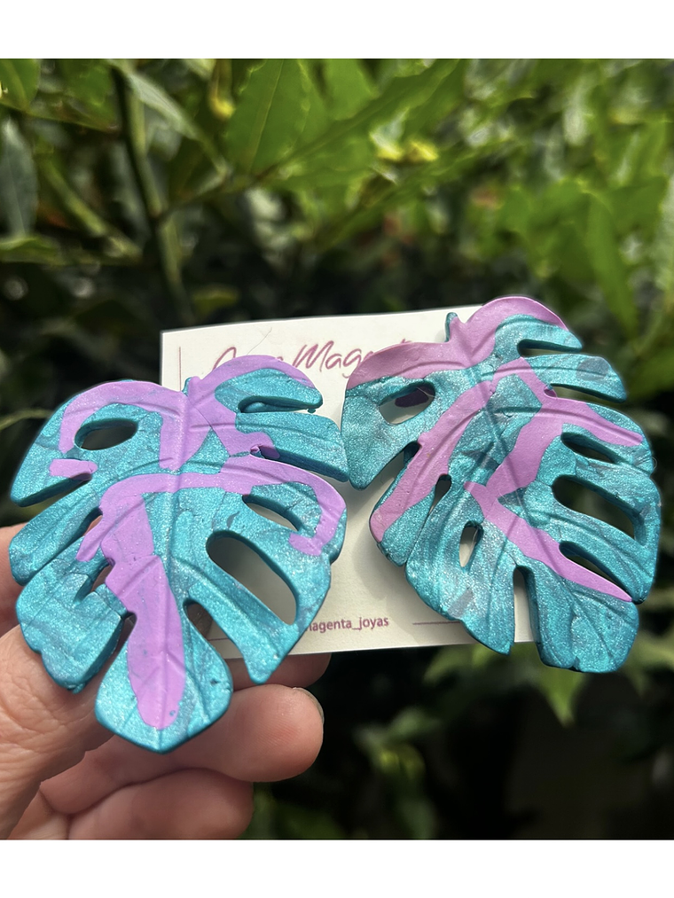 Aros o Pendientes de Monsteras clay  6