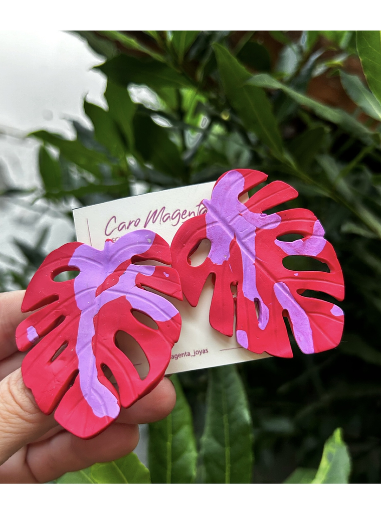 Aros o Pendientes de Monsteras clay  7