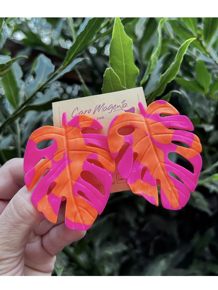 Aros o Pendientes de Monsteras clay  1
