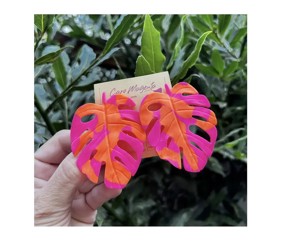 Aros o Pendientes de Monsteras clay  1