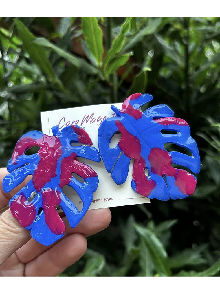 Aros o Pendientes de Monsteras clay  10