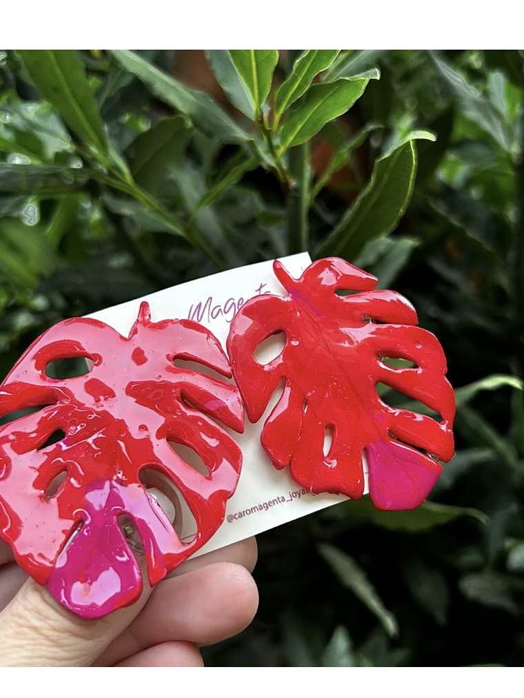 Aros o Pendientes de Monsteras clay  2