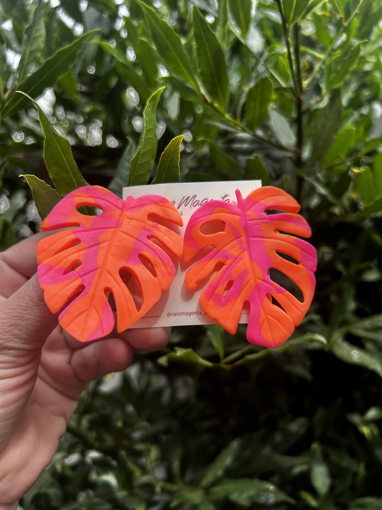 Aros o Pendientes de Monsteras clay  11