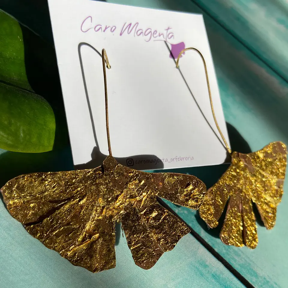 Aros o Pendientes   de hoja Gingko Biloba clásicas  6