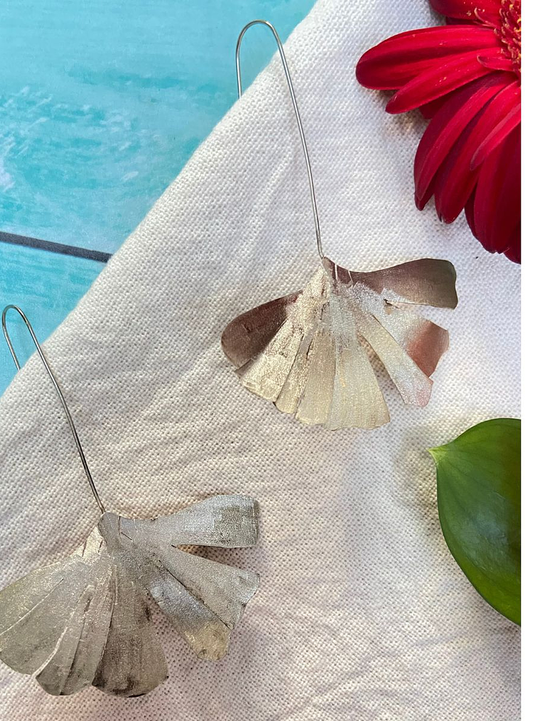 Aros o Pendientes   de hoja Gingko Biloba clásicas  8