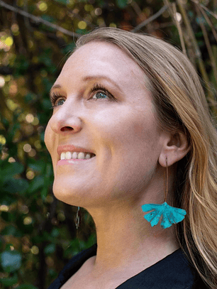 Pendientes (Aros)  de hoja Gingko Biloba Patinadas