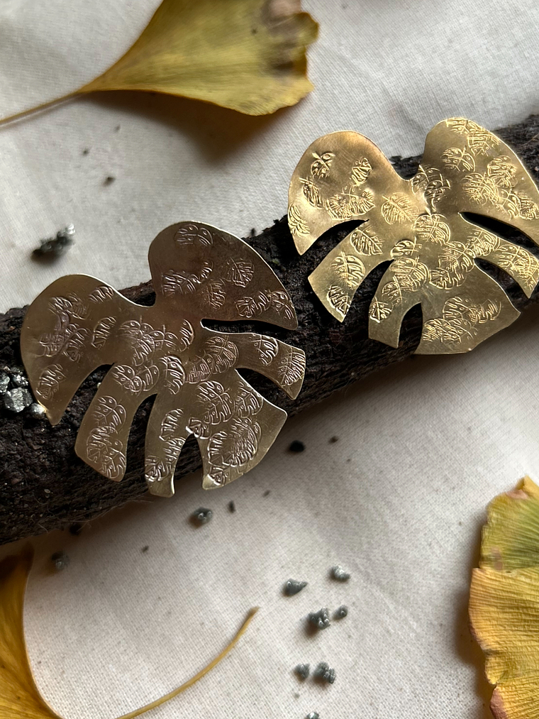 Aros o Pendientes de  hojas de Monsteras 