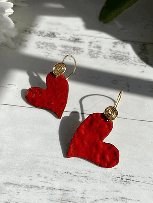 Aros o Pendientes de corazón de cobre esmaltado al fuego “corazón enamel