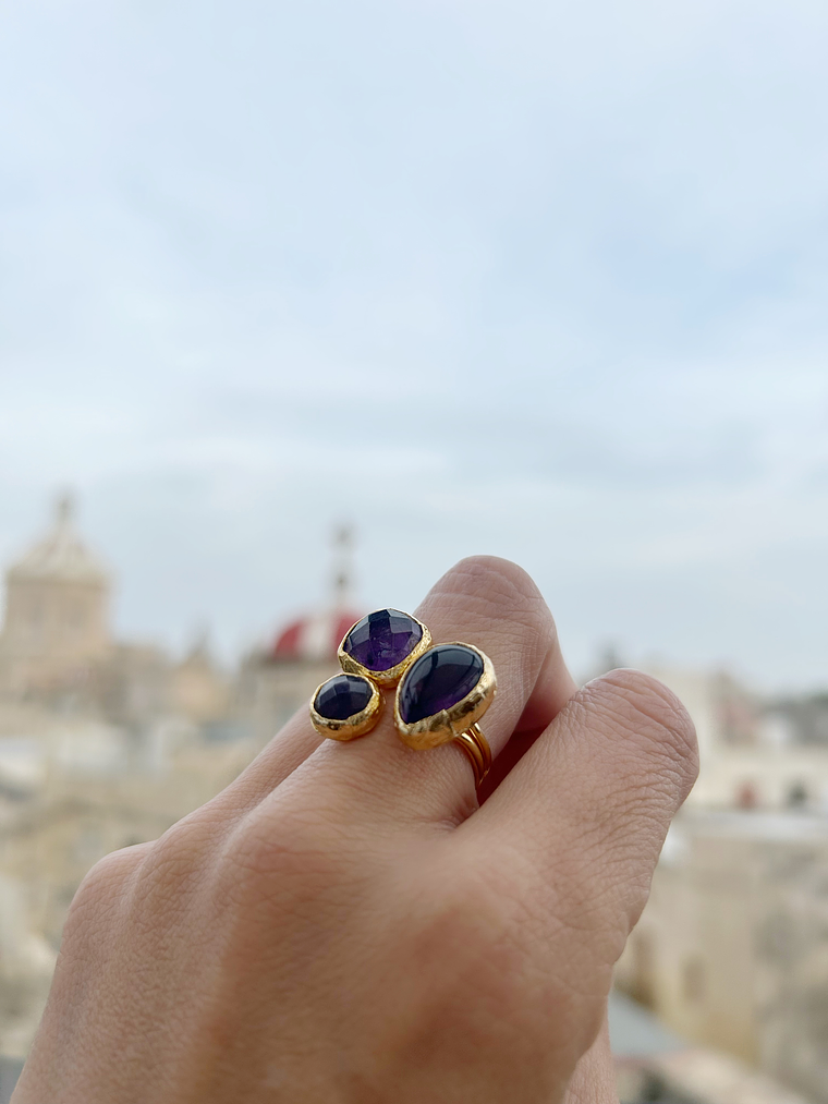 anillos de amatista baño de oro 1