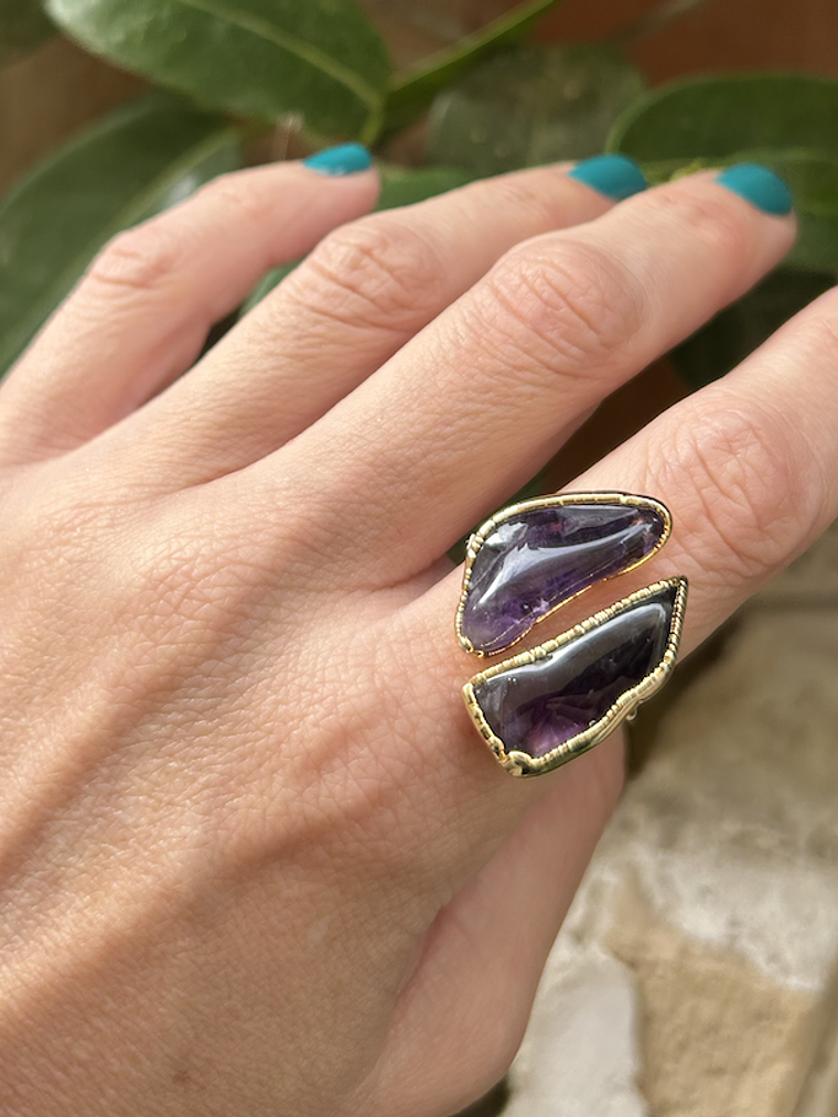 anillos de amatista baño de oro 3