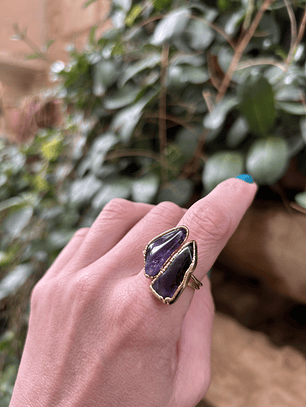 anillo doble amatista en bruto 