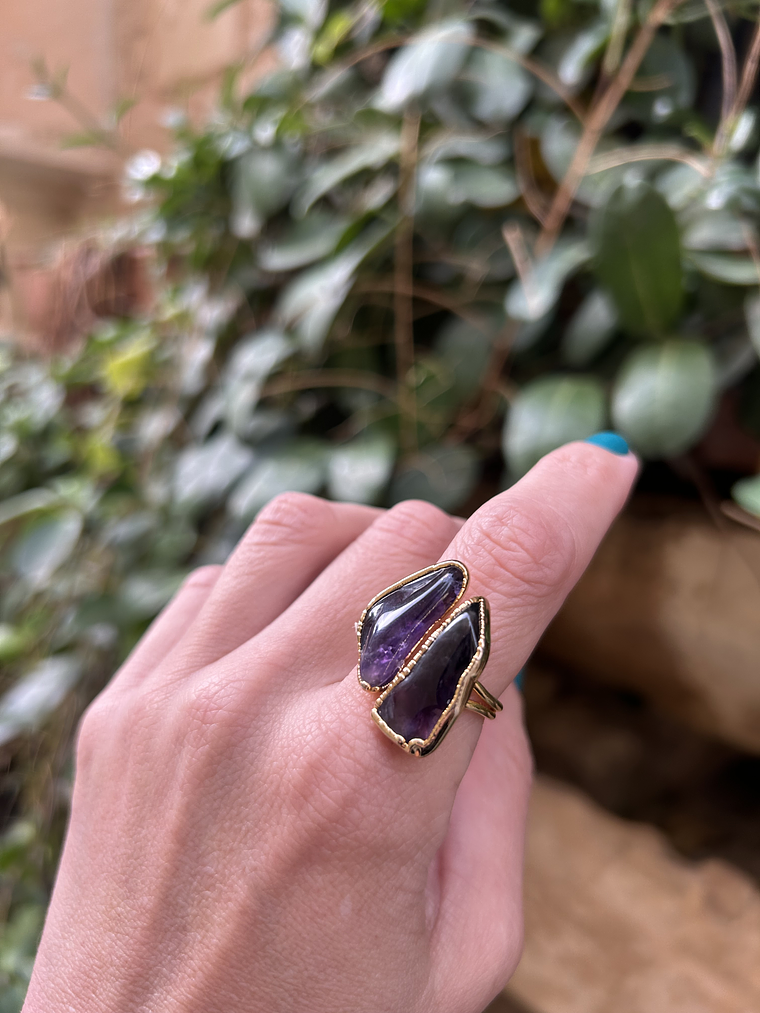 anillo doble amatista en bruto  1
