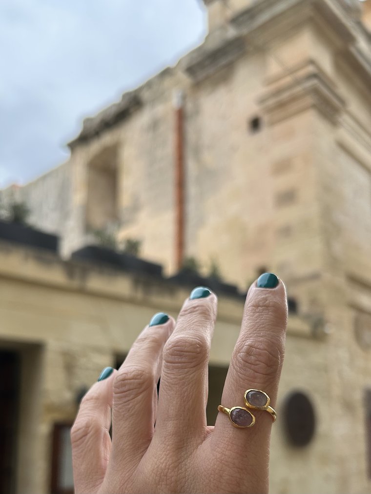 anillo  doble cuarzo rosa  1