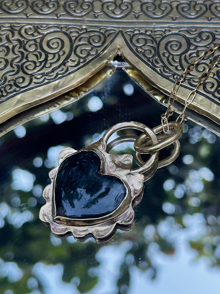 colgante agata musgo en corazón  2