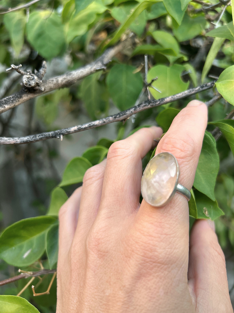 anillo cuarzo rosa en plata chilena 1
