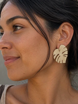 Aros o Pendientes de  hojas de Monsteras 