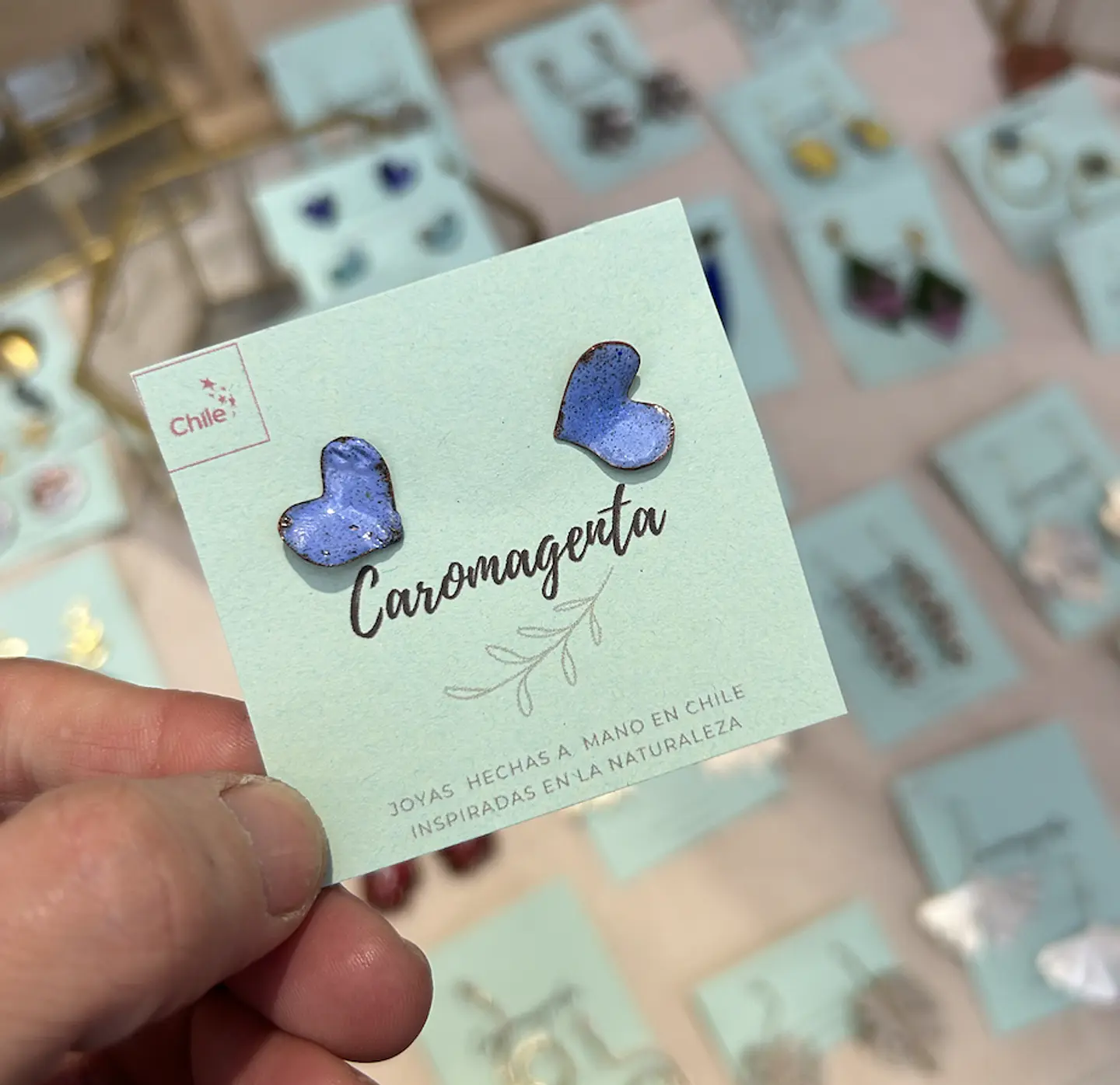 Aros o aretes de corazones esmaltados  1