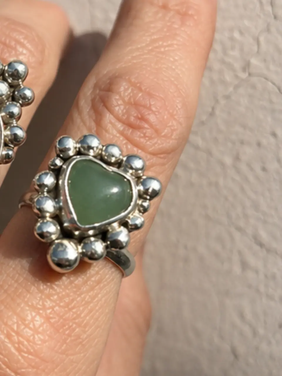 Anillo Corazón de Aventurina Verde · Plata 950. Hecho a mano 1