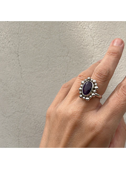 Anillo Amatista Granulado · Plata 950