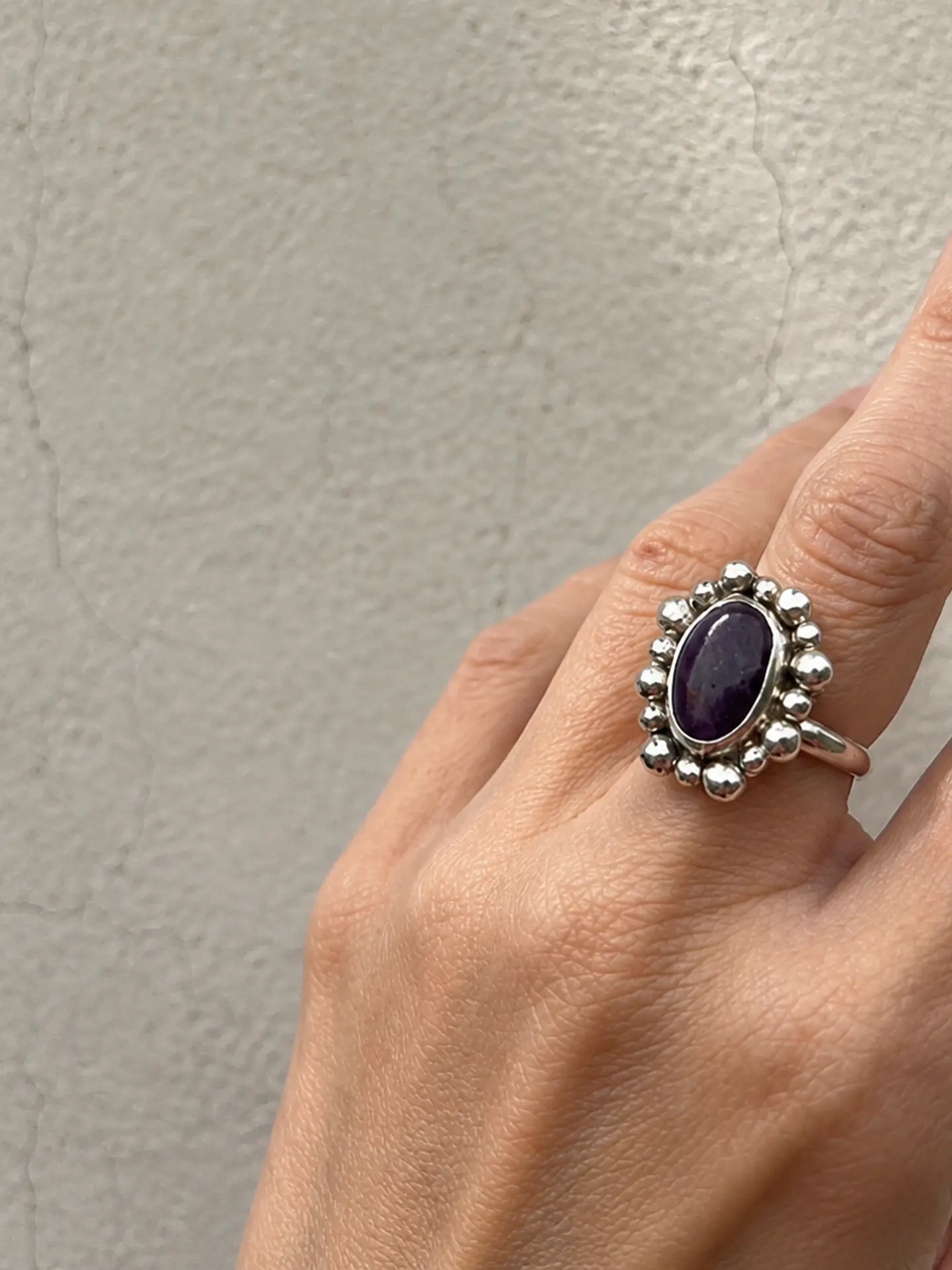 Anillo Amatista Granulado · Plata 950 1
