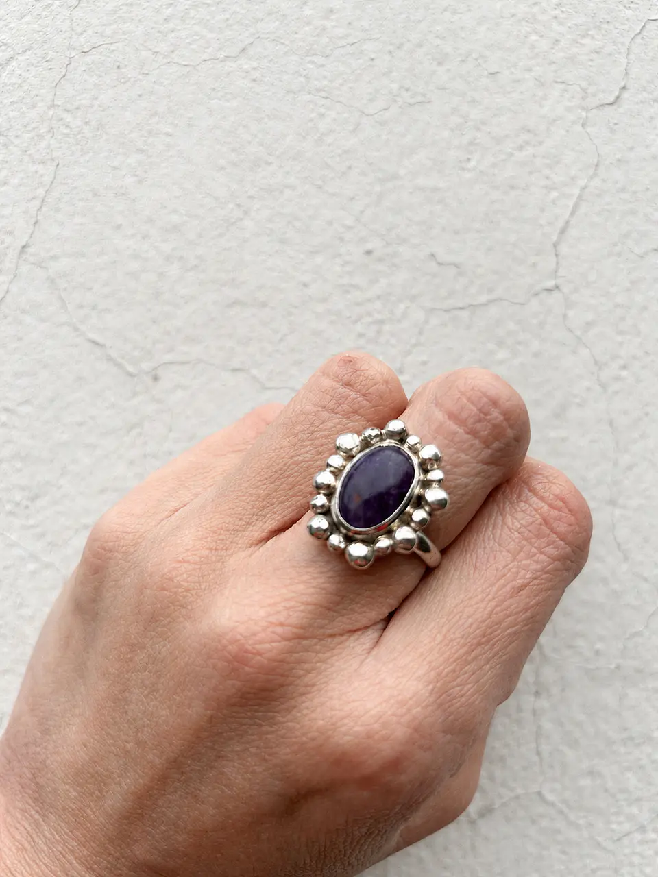 Anillo Amatista Granulado · Plata 950 2