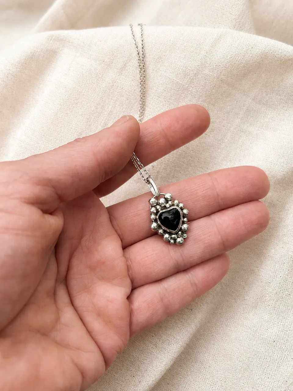 Colgante Corazón Ónix Negro · Plata 950 2