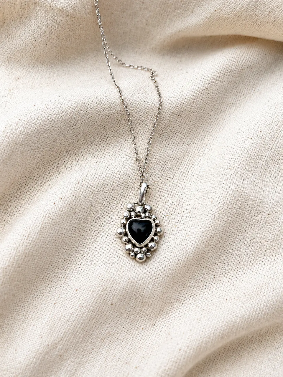 Colgante Corazón Ónix Negro · Plata 950 3