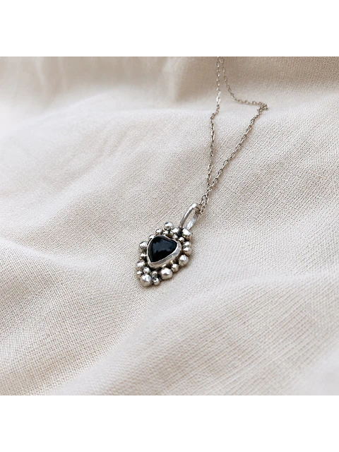 Colgante Corazón Ónix Negro · Plata 950