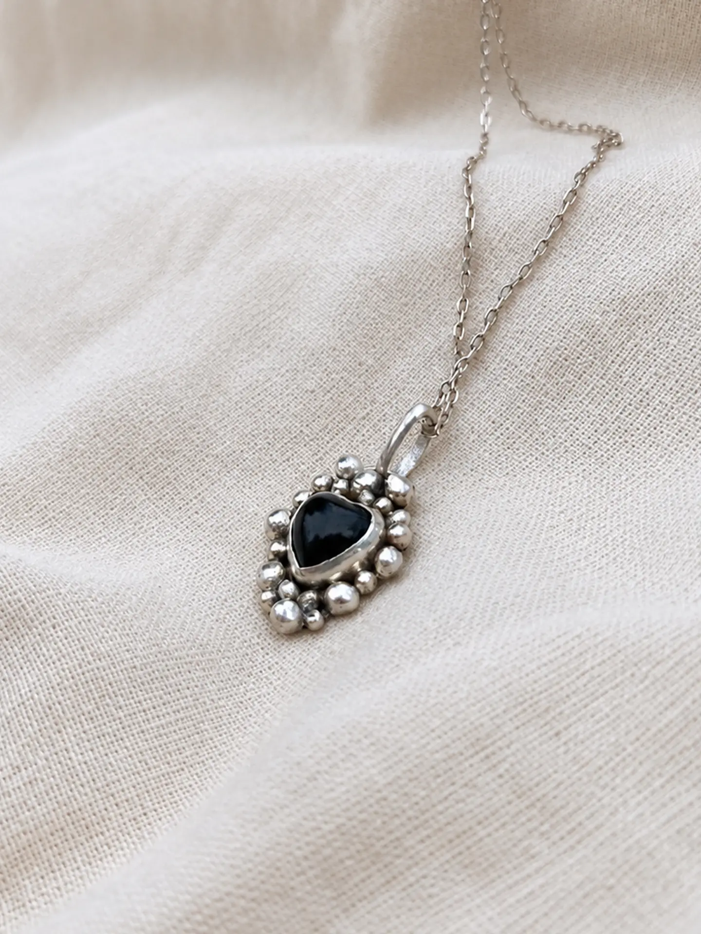 Colgante Corazón Ónix Negro · Plata 950 1