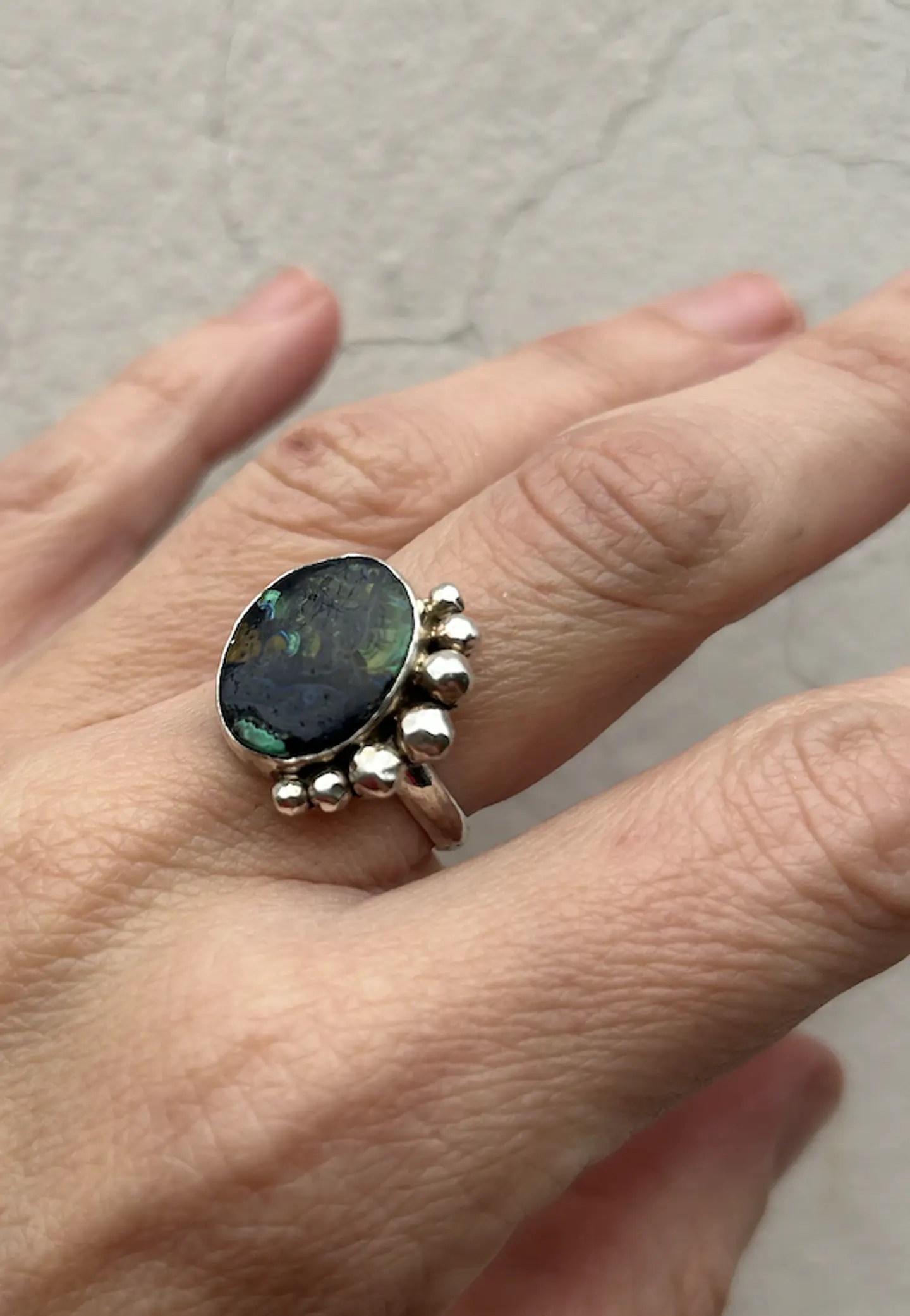 Anillo de plata  con crisocola natural hecho a mano  y adaptable ANTES 72000 1