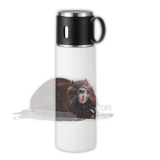 Termo con taza (tapa), Coipo, Fauna Chilena 