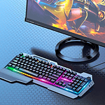 Teclado Gaming Rgb Portacelular Apoya Muñeca y Control volumen