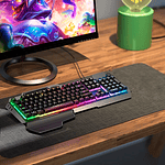 Teclado Gaming Rgb Portacelular Apoya Muñeca y Control volumen