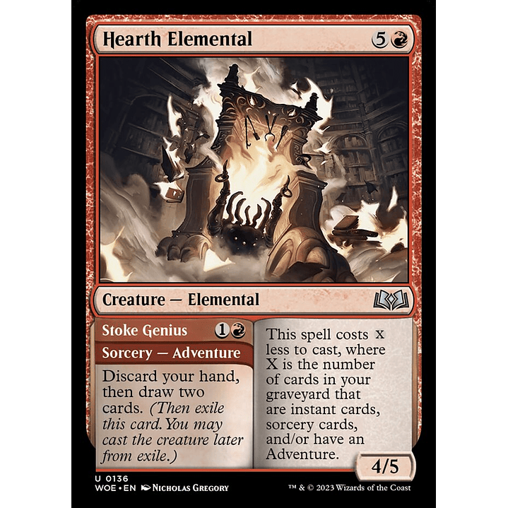 Hearth Elemental // Stoke Genius (foil) | Inglés | NM | WOE 1