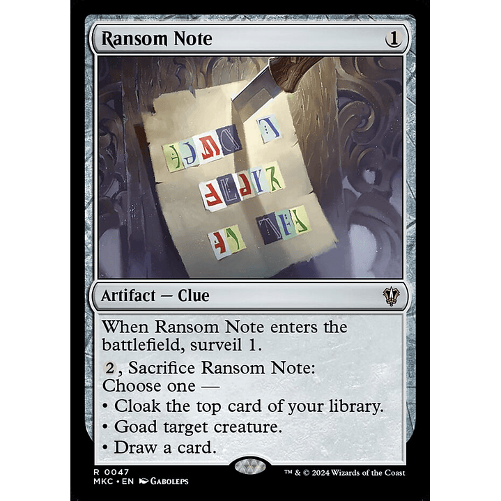 Ransom Note | Inglés | NM | MKC 1