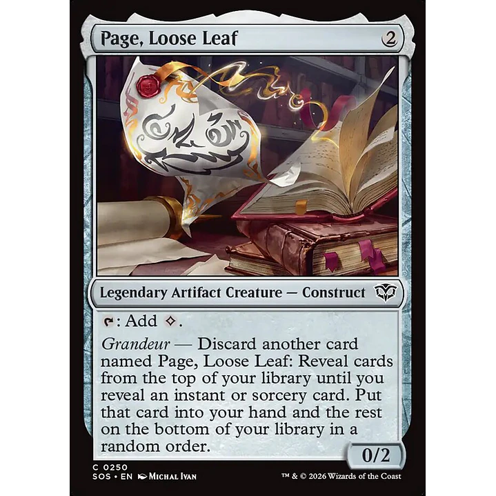 Page, Loose Leaf | Inglés | NM | SOS 1