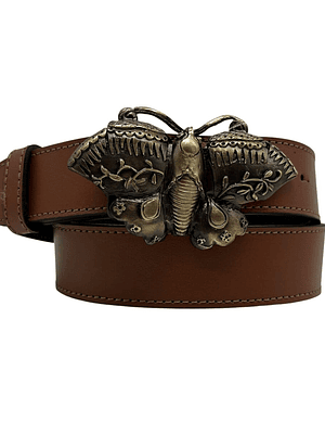 CINTURON DE CUERO BUTTERFLY caramelo