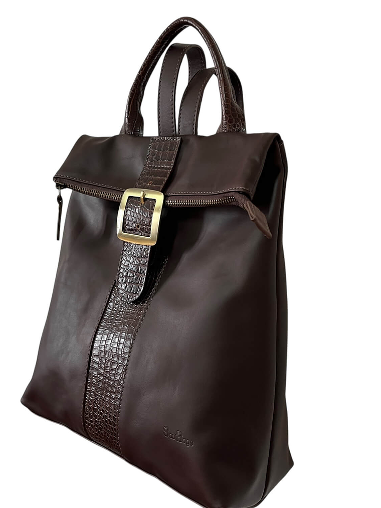 Mochila Cartera de cuero CINDY choco 6