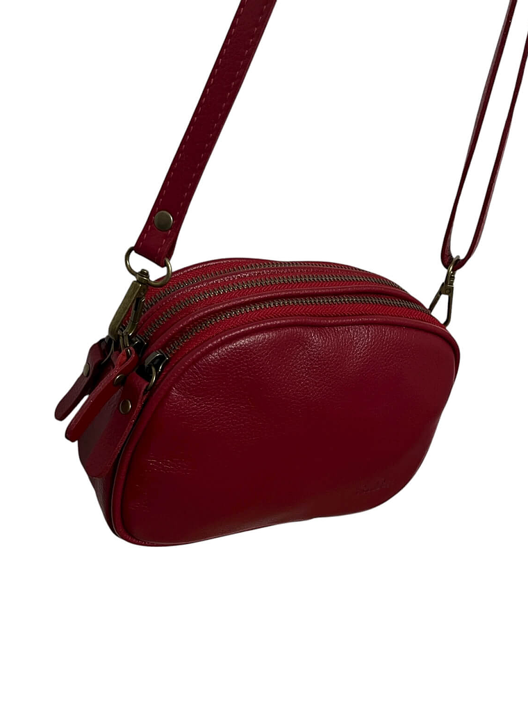 Cartera de Cuero MATHILDE rojo 3 cierres 4