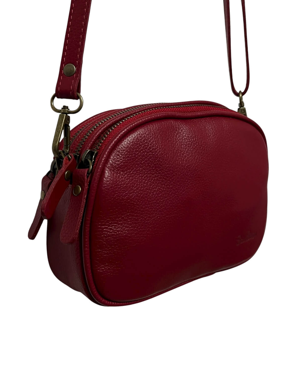 Cartera de Cuero MATHILDE rojo 3 cierres 2