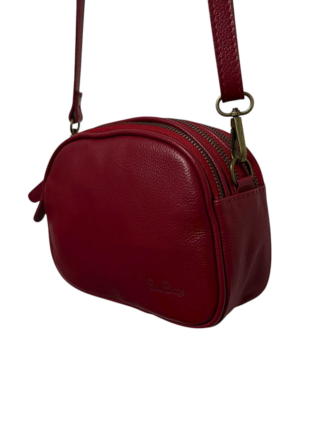 Cartera de Cuero MATHILDE rojo 3 cierres 6