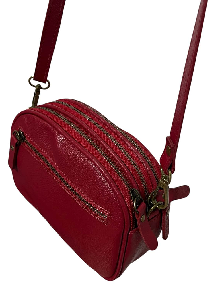 Cartera de Cuero MATHILDE rojo 3 cierres 7