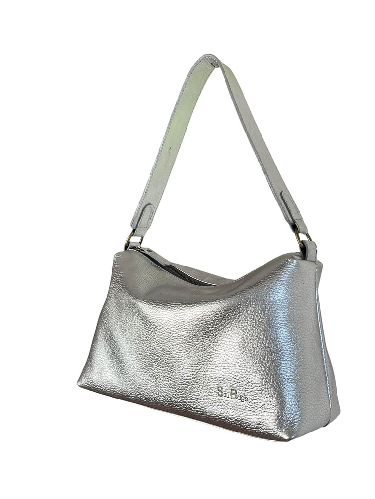 Cartera de Cuero KARINA plata 2