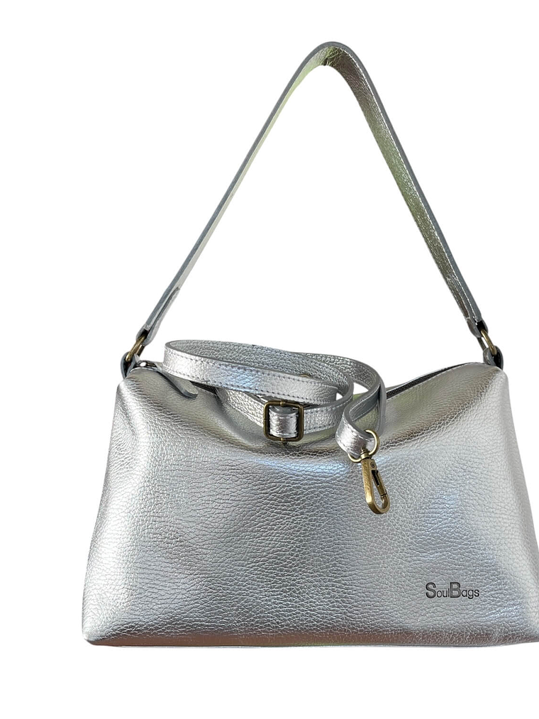 Cartera de Cuero KARINA plata 3