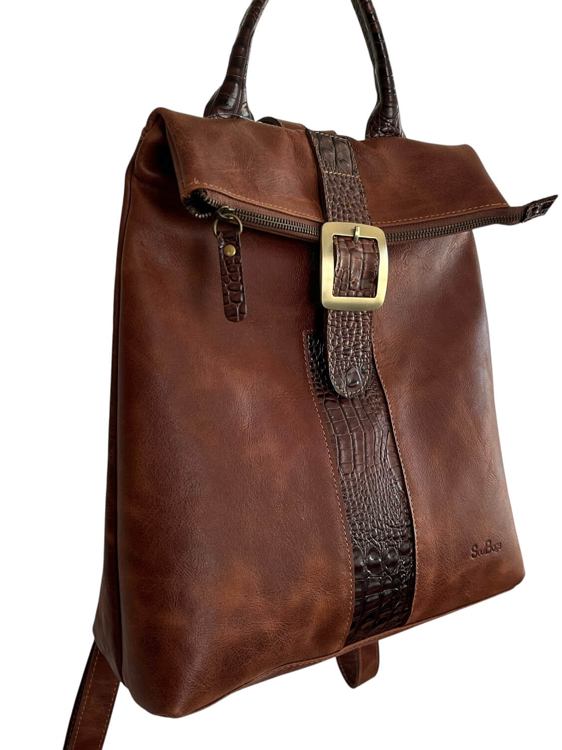 Mochila Cartera de cuero CINDY Almendra 2